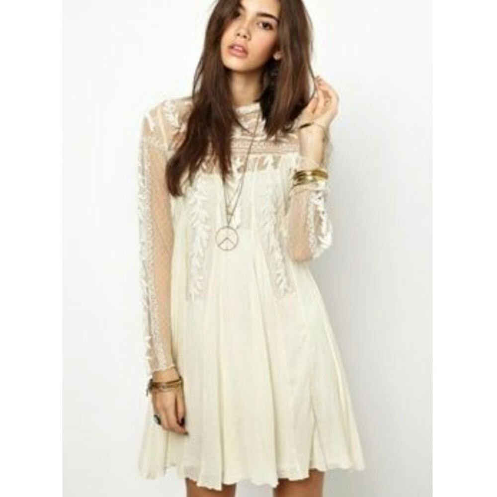 Free People Write About Love Embroidered Bridal Small Dress - Picture 2 of 7